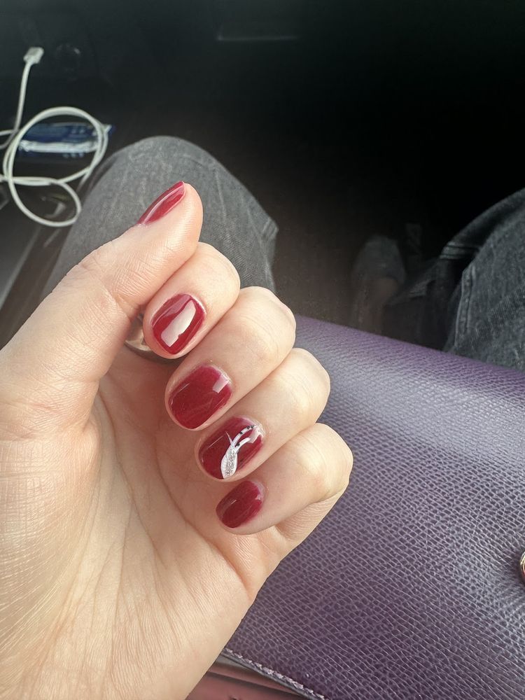 Deep red gel manicure